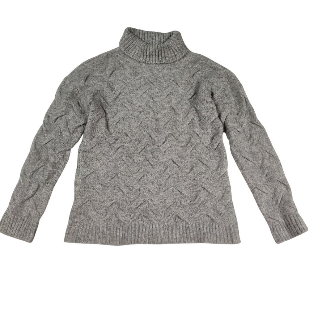 Endless Rose S Gray Cable Knit Turtleneck Sweater Pullover Cozy Warm Classic